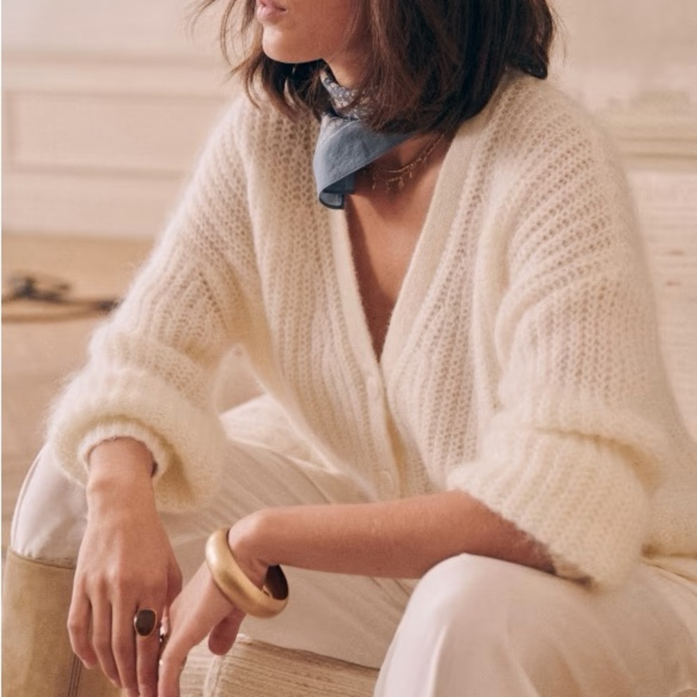 Sézane Cream Knit Cardigan